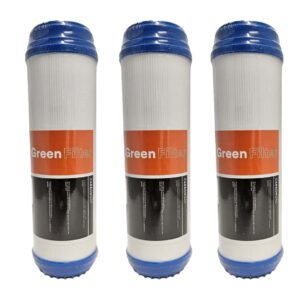3 granular activated carbon cartridges (GAC) 9-3/4" Green Filter