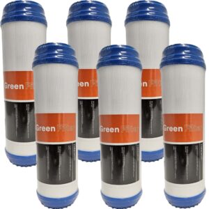 6 granular activated carbon cartridges (GAC) 9-3/4" Green Filter