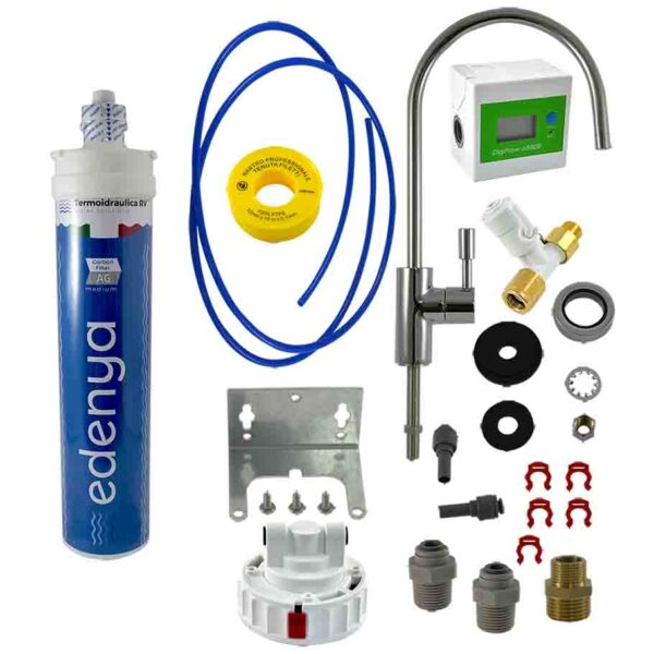 Kit Edenya Carbon Filter Ag Medium Con Testata E Rubinetto Per Acqua Domestica