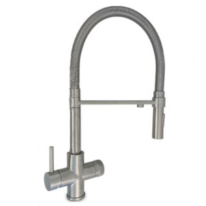 4-Way Kitchen Faucet in Stainless Steel – Brushed Nickel Finish
